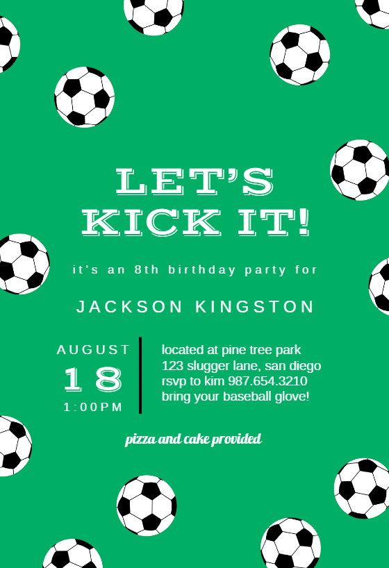 Soccer Birthday sports games Invitation Template (Free) Greetings